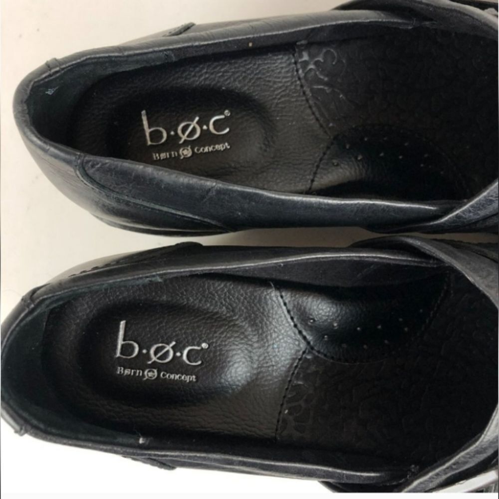 BOC Women's Size 10M Rijeka Black Leather Closed Toe Clog Wedge Comfort Shoes - Picture 5 of 9